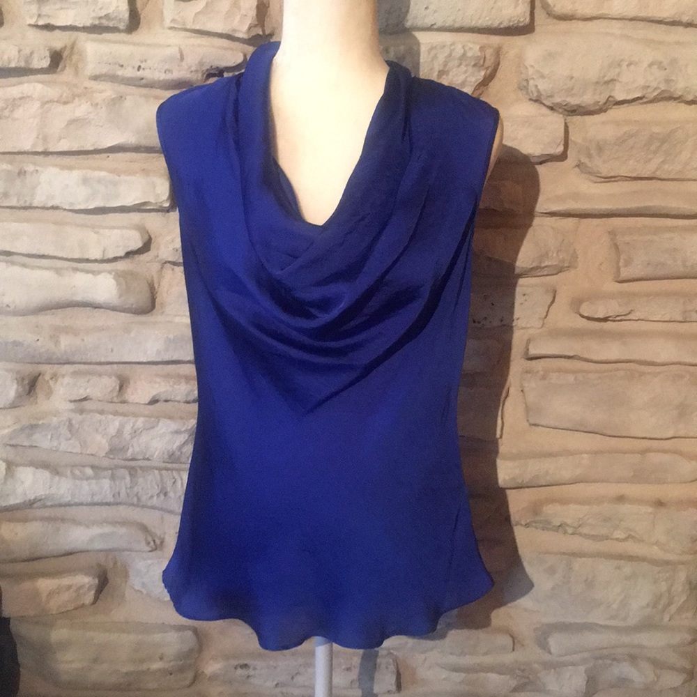 Spense royal blue sleeveless cowl neck blouse